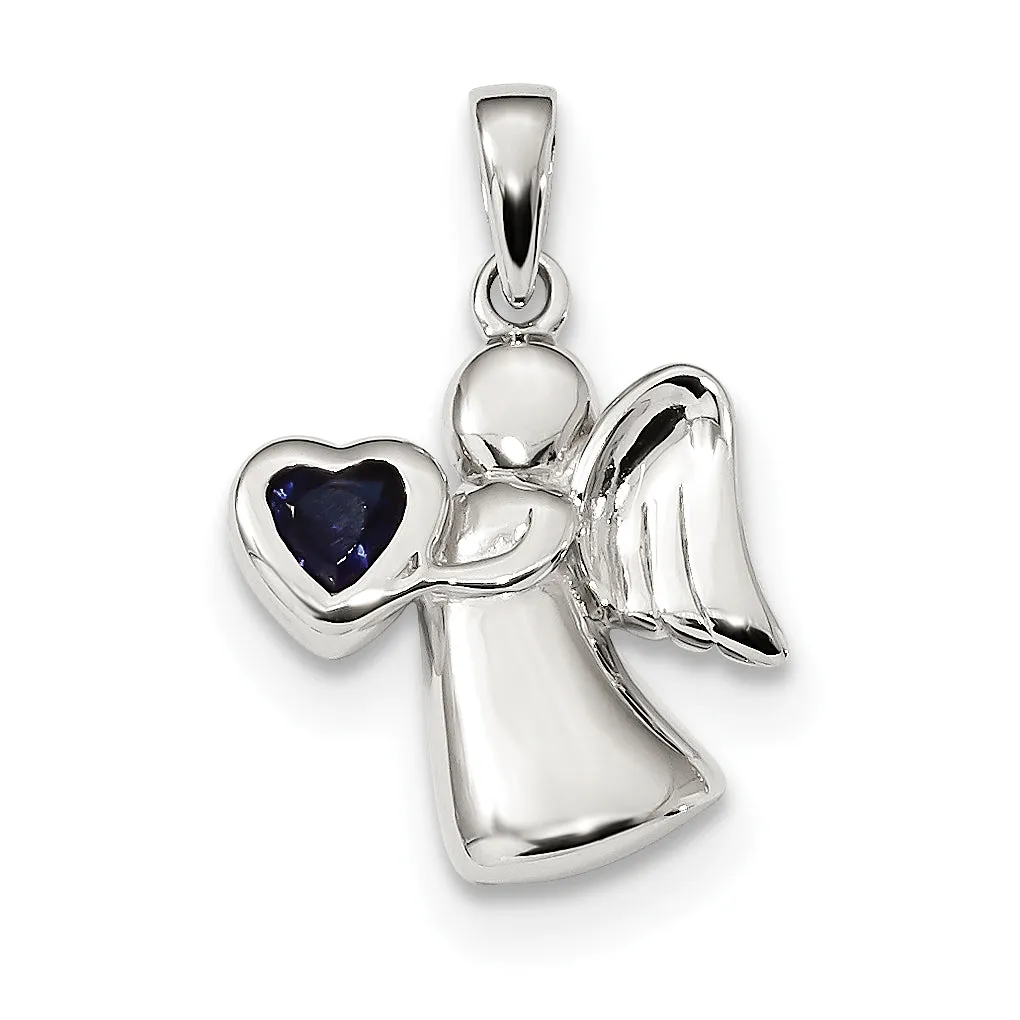 Sterling Silver Angel CZ Heart Pendants