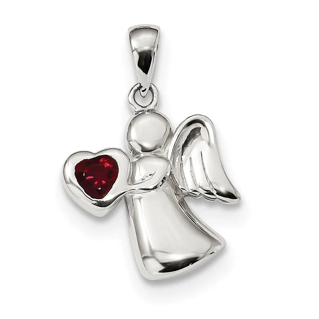 Sterling Silver Angel CZ Heart Pendants