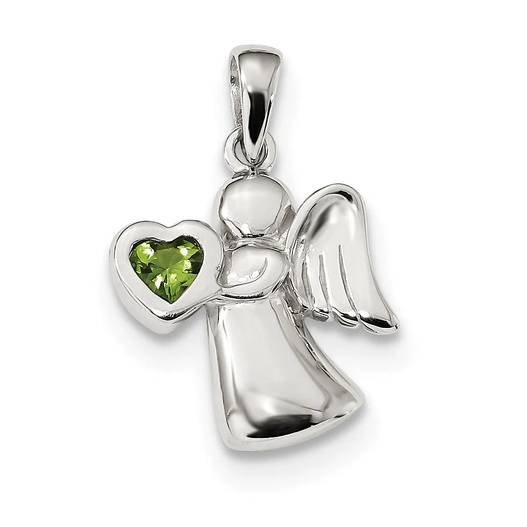 Sterling Silver Angel CZ Heart Pendants