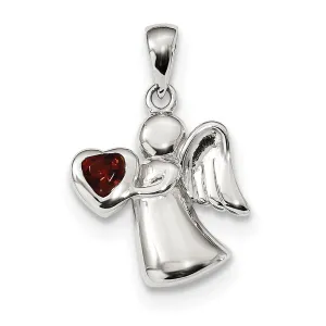 Sterling Silver Angel CZ Heart Pendants