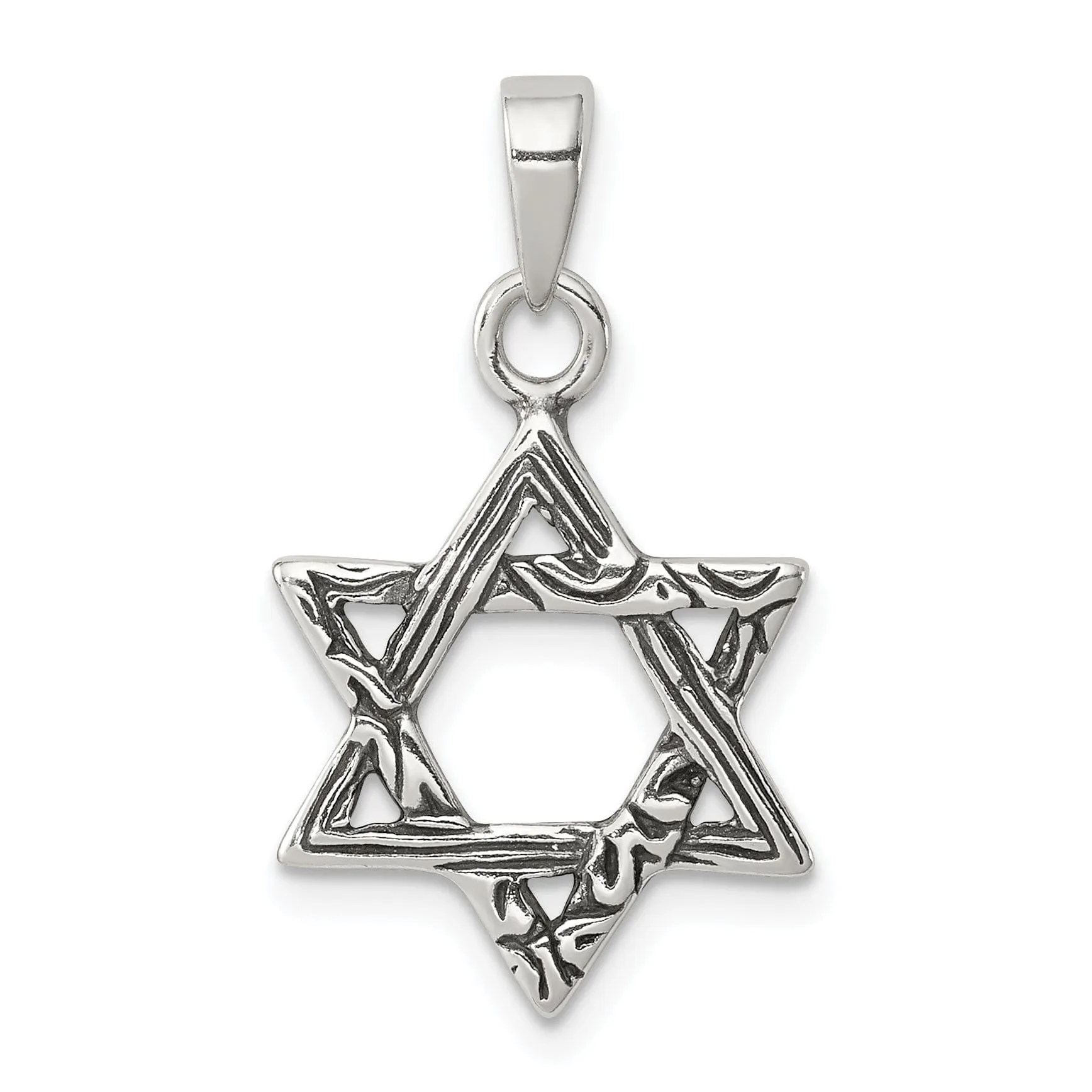 Sterling Silver Antiqued Star of David Pendant