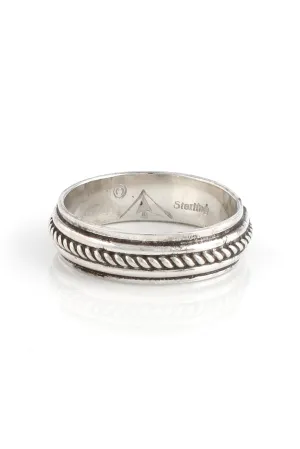 Sterling Silver Band with Rope Design (Size 11 ½)