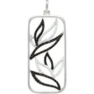 Sterling Silver Black Spinel & 3/8 CTW Diamond Pendant