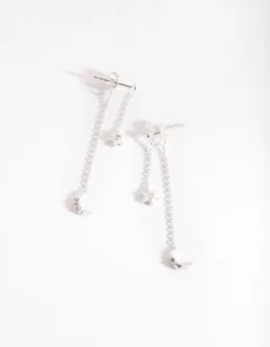 Sterling Silver Diamante Drop Earrings
