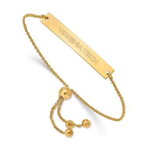 Sterling Silver Gold-plated Virginia Tech Small Bar Adjustable 9 inch Bracelet