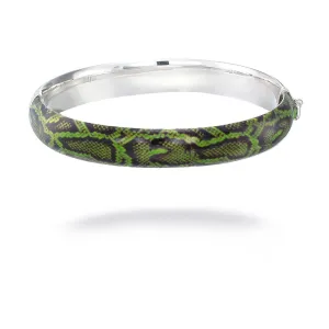 Sterling Silver Green and Black Enamel Bangle