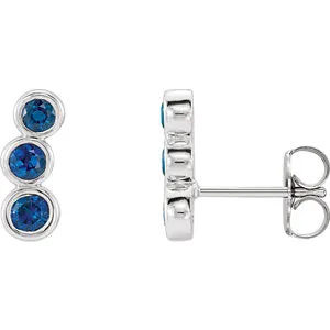 Sterling Silver Imitation Blue Sapphire Ear Climbers