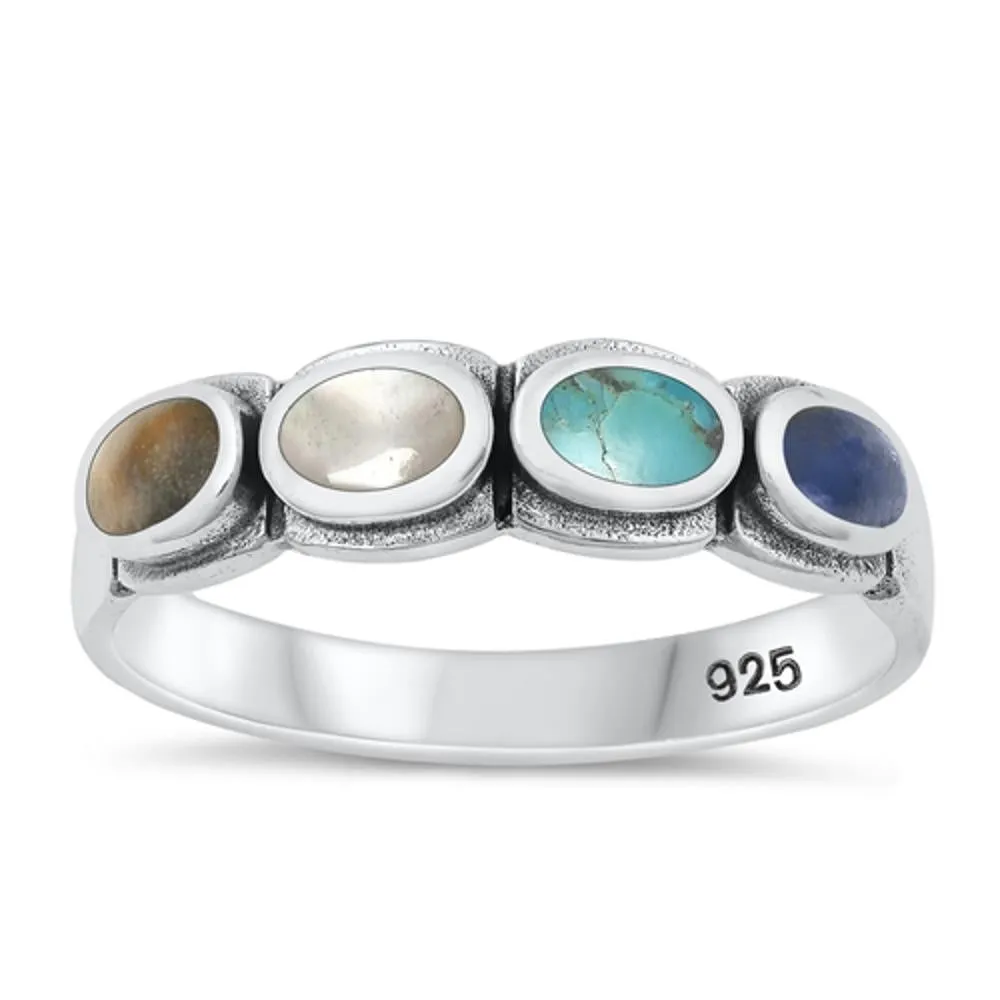 Sterling Silver Multicolor Ring
