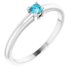 Sterling Silver Natural Aquamarine Ring