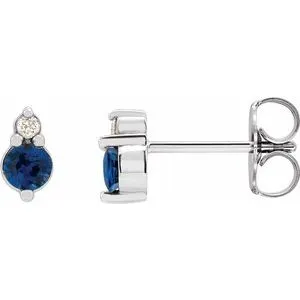 Sterling Silver Natural Blue Sapphire & .03 Natural Diamond Earrings