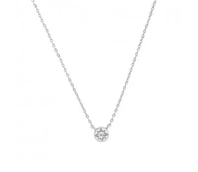 Sterling Silver Necklace With Mini Circle Cubic Zirconia Star Pendant