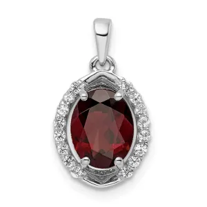 Sterling Silver Oval Gemstone and White Topaz Pendants