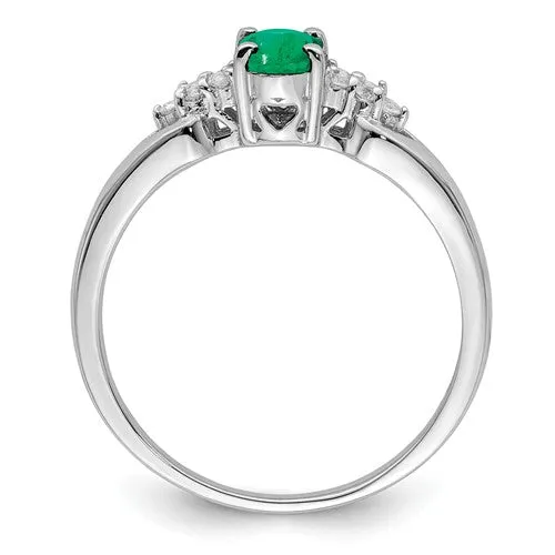 Sterling Silver Oval Genuine Gemstone And White Sapphire Rings