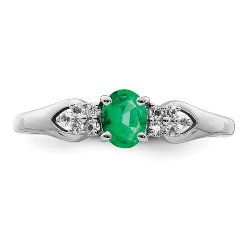 Sterling Silver Oval Genuine Gemstone And White Sapphire Rings
