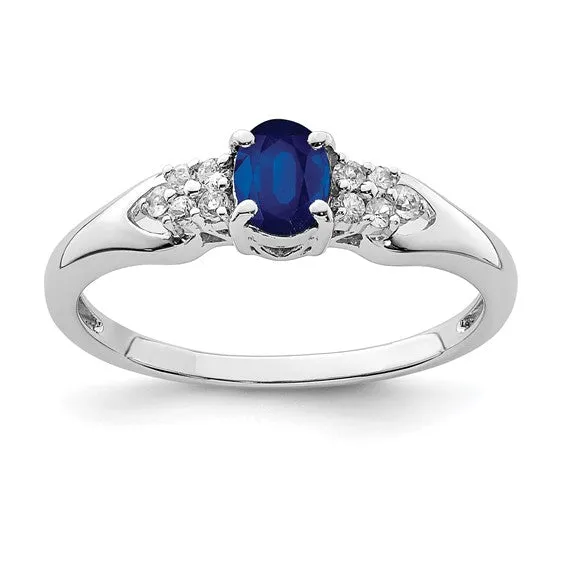 Sterling Silver Oval Genuine Gemstone And White Sapphire Rings
