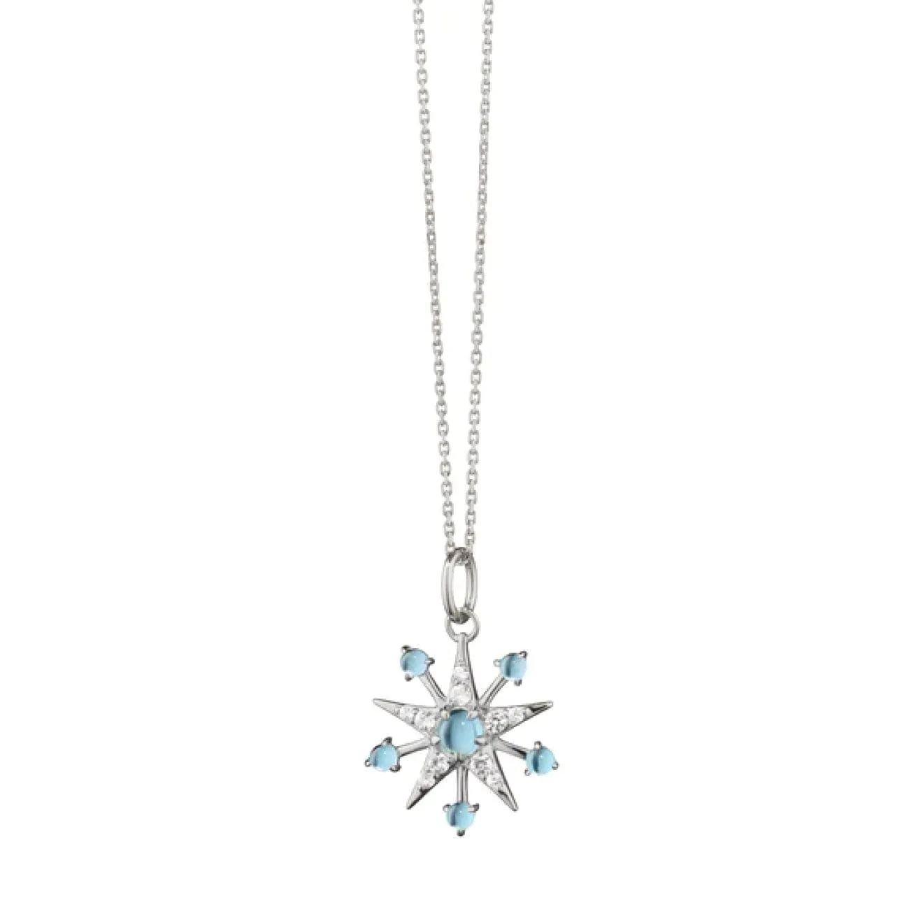 STERLING SILVER PETITE SAPPHIRE & BLUE TOPAZ STAR NECKLACE