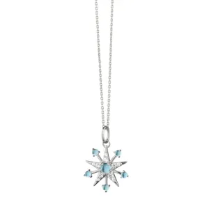 STERLING SILVER PETITE SAPPHIRE & BLUE TOPAZ STAR NECKLACE