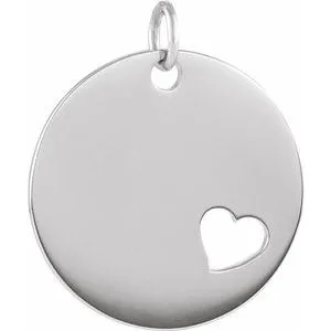 Sterling Silver Pierced Heart Engravable Disc Pendant
