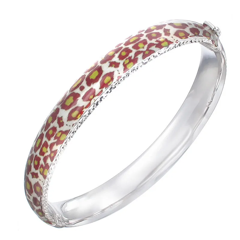 Sterling Silver Red and Yellow Enamel Bangle