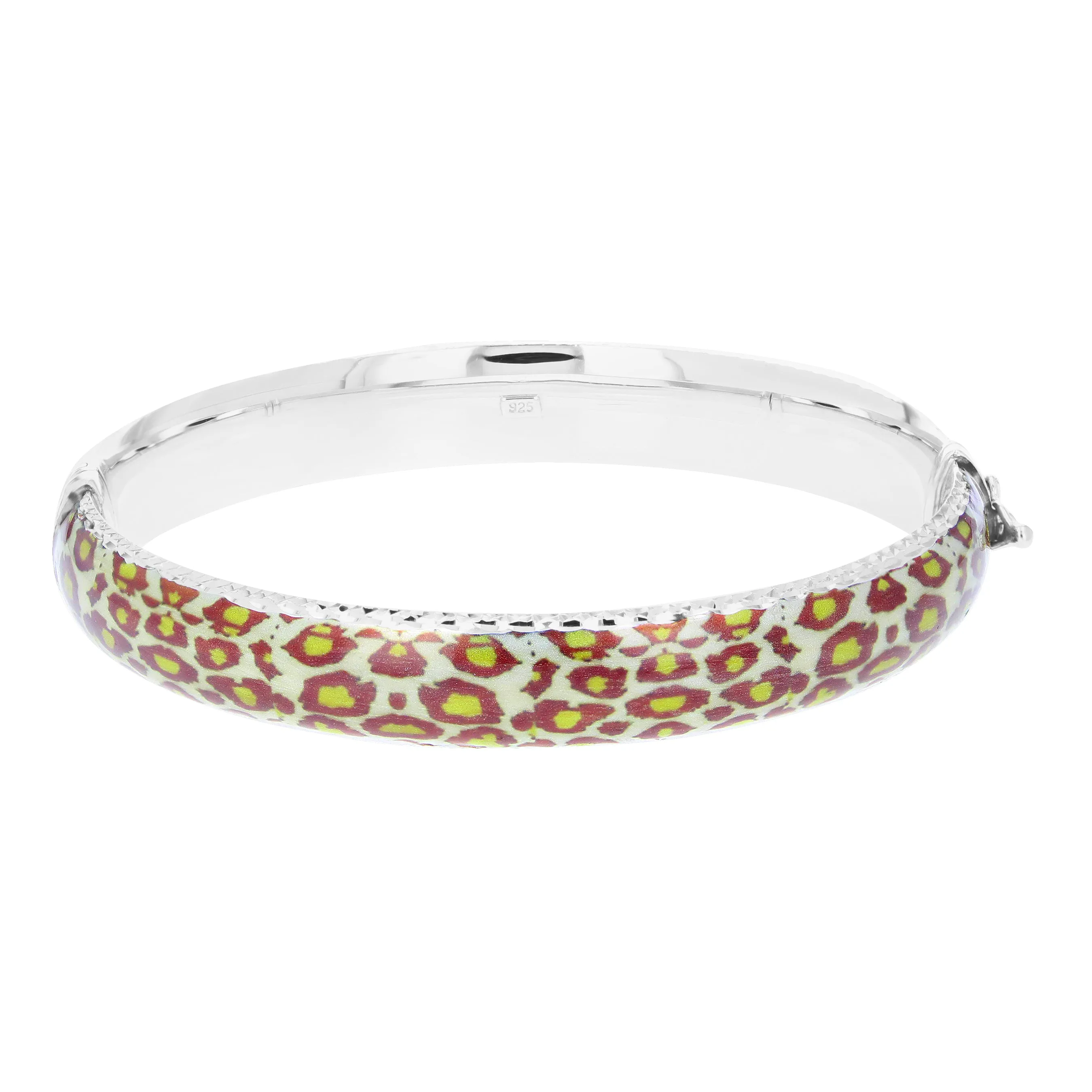 Sterling Silver Red and Yellow Enamel Bangle