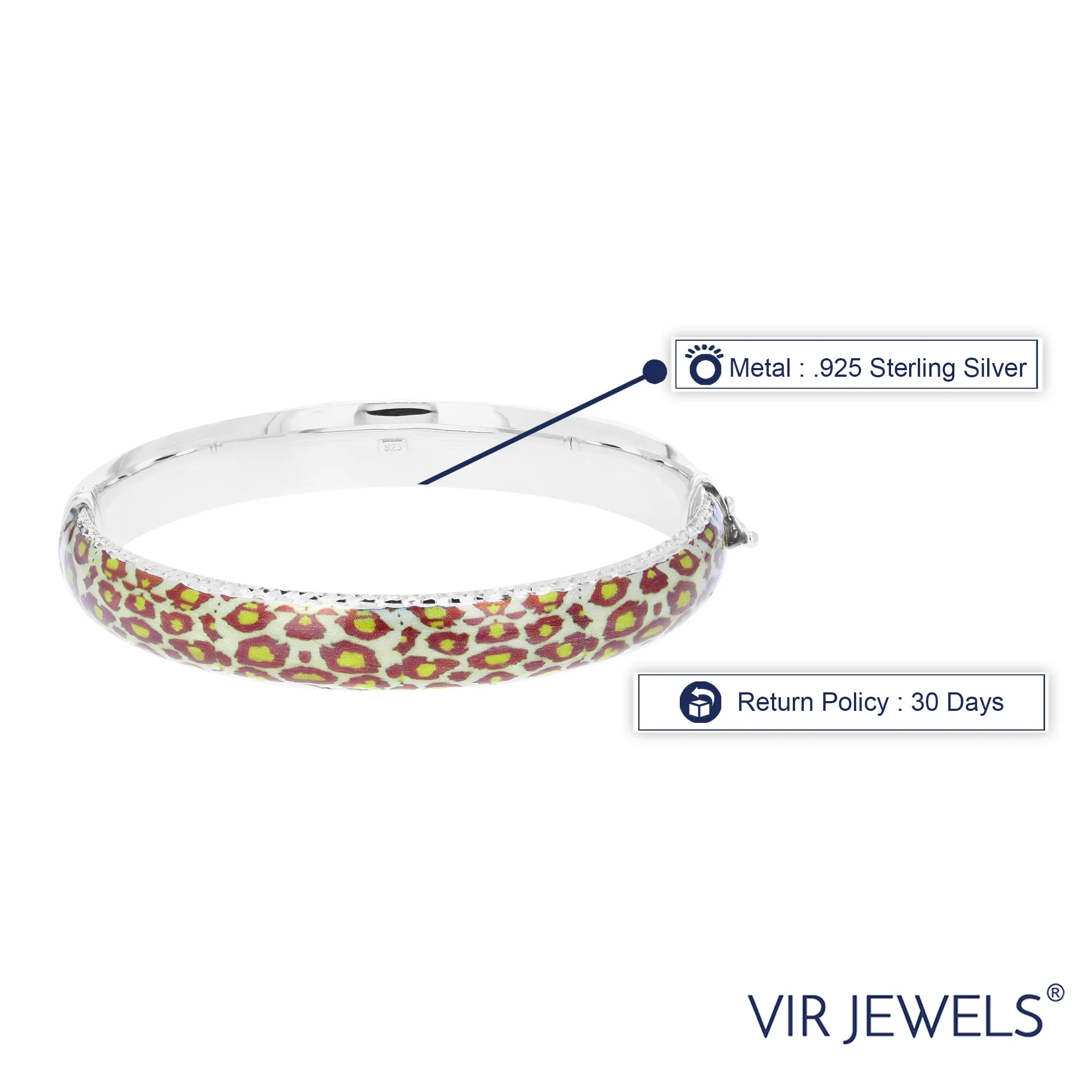 Sterling Silver Red and Yellow Enamel Bangle