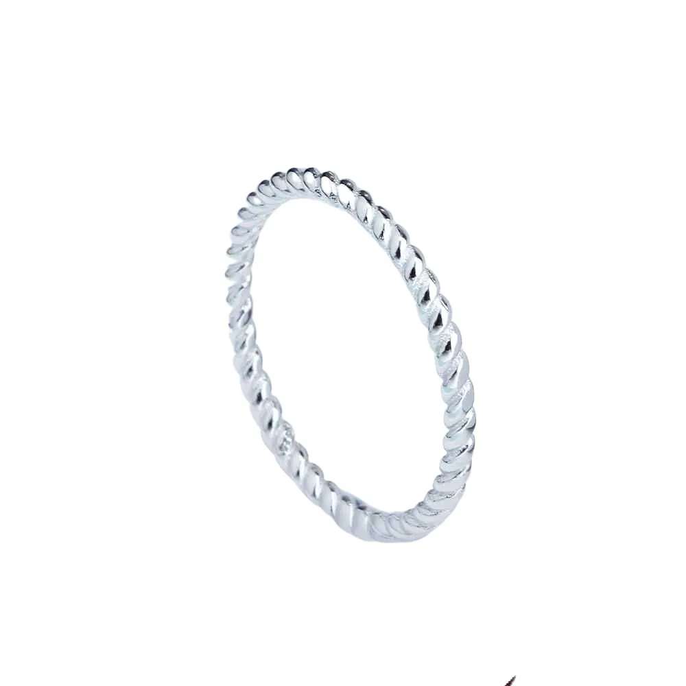 Sterling Silver Rope-Shape Rings For Women