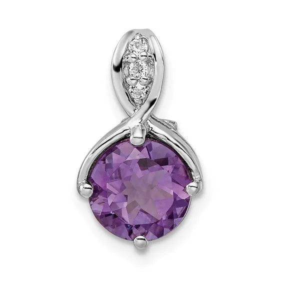 Sterling Silver Round 8mm Gemstone & White Topaz Pendants