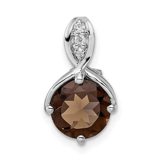 Sterling Silver Round 8mm Gemstone & White Topaz Pendants