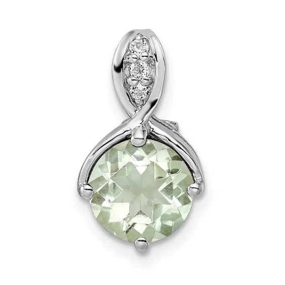 Sterling Silver Round 8mm Gemstone & White Topaz Pendants
