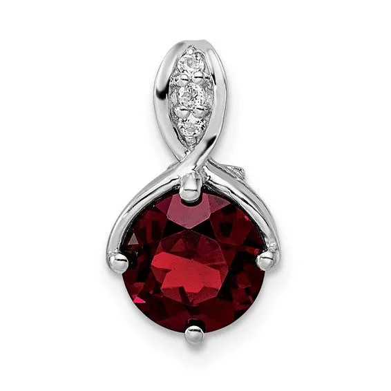 Sterling Silver Round 8mm Gemstone & White Topaz Pendants