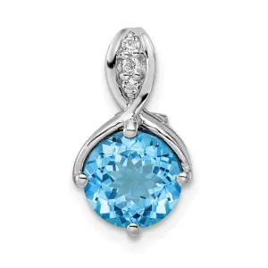 Sterling Silver Round 8mm Gemstone & White Topaz Pendants