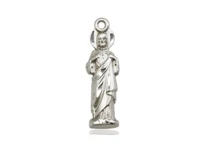 Sterling Silver Sacred Heart Pendant on a 24 inch Light Rhodium Heavy Curb Chain
