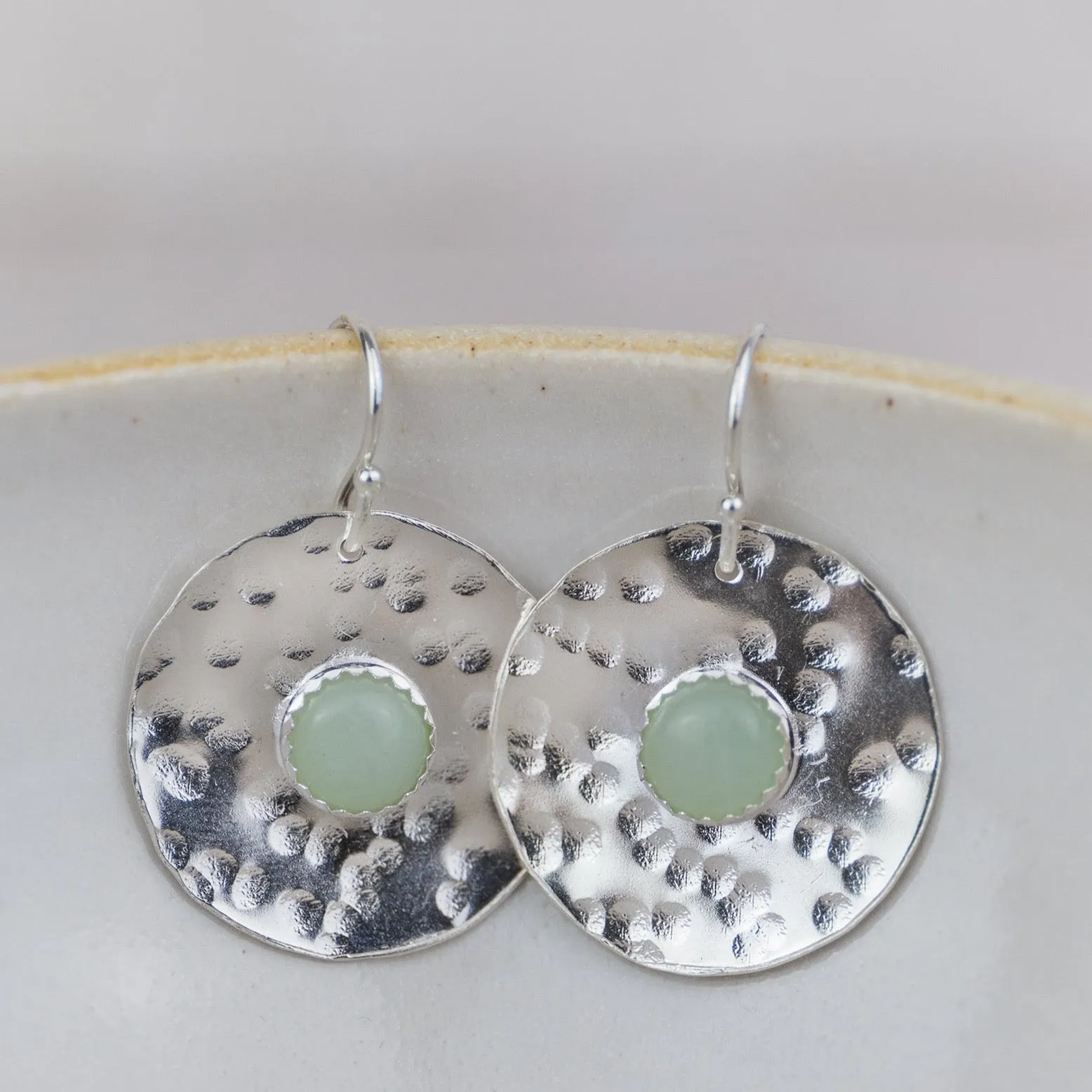 Sterling Silver Shield Earrings Amazonite