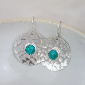 Sterling Silver Shield Earrings Turquoise