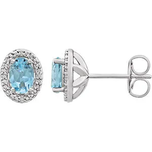 Sterling Silver Sky Blue Topaz & .025 CTW Diamond Earrings