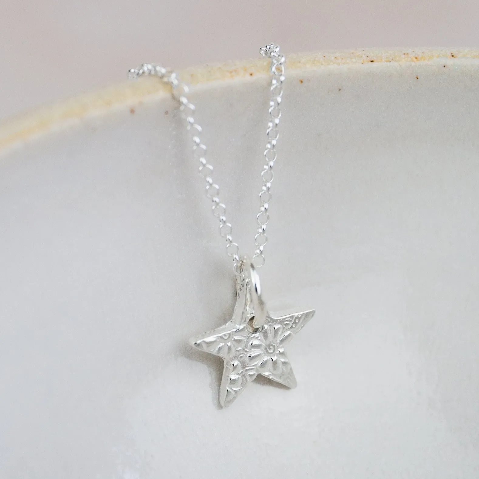 Sterling Silver Small Textured Star Pendant