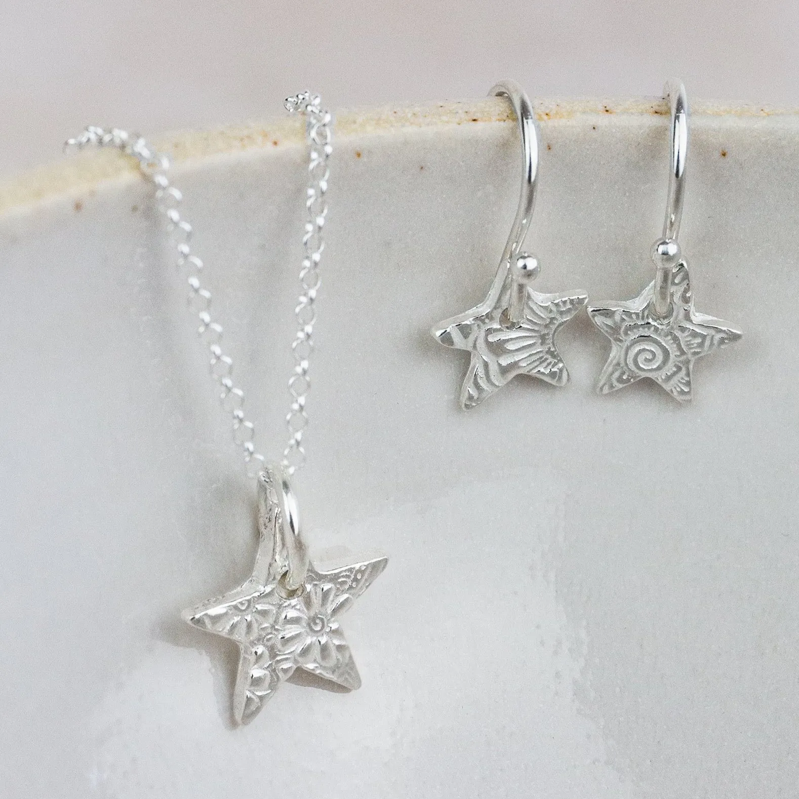 Sterling Silver Small Textured Star Pendant