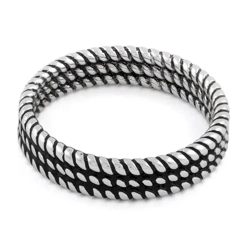 Sterling Silver Triple Rope Stackable Ring