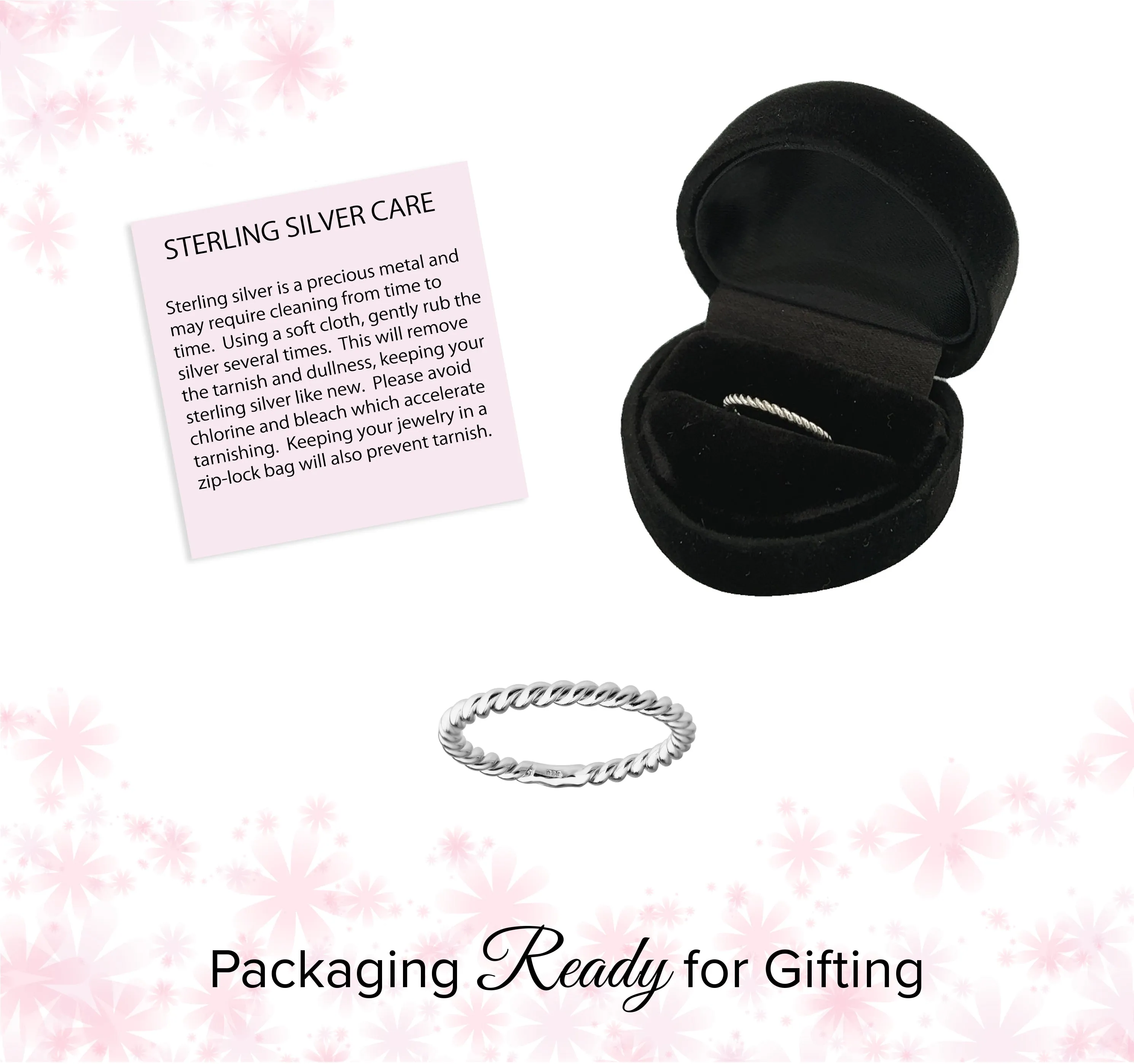 Sterling Silver Twisted Rope Baby Ring for Kids and Women