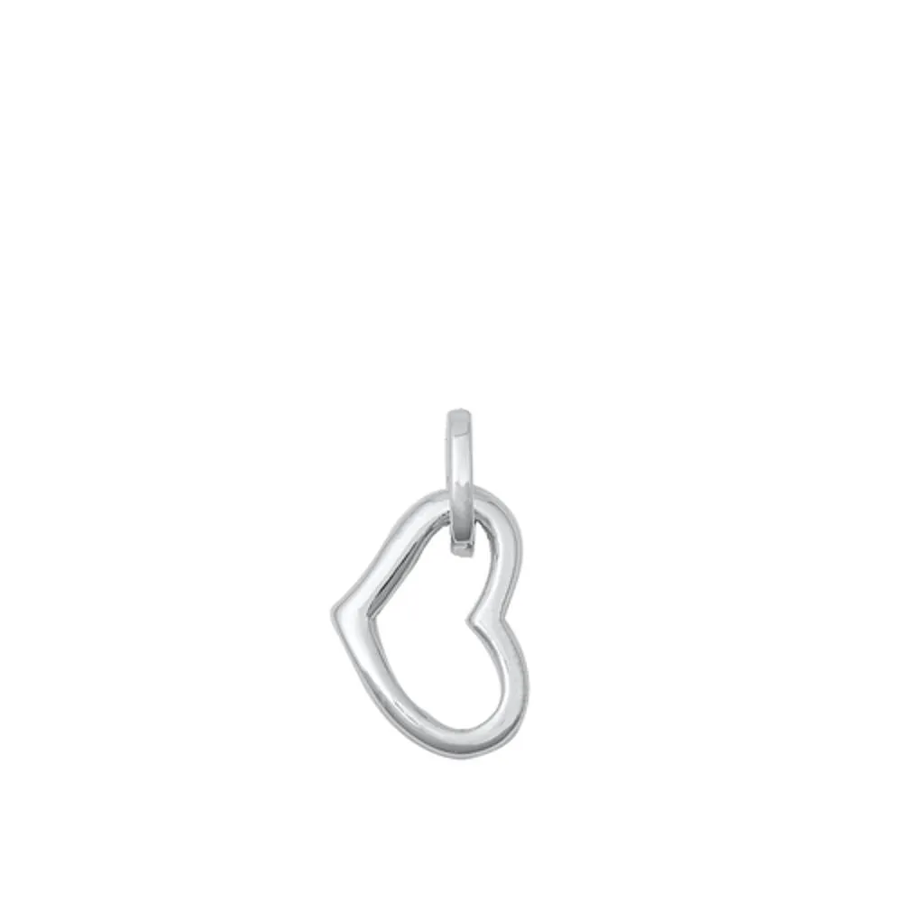 Sterling Silver Unique Sideways Heart Pendant Forever Love Charm 925 New