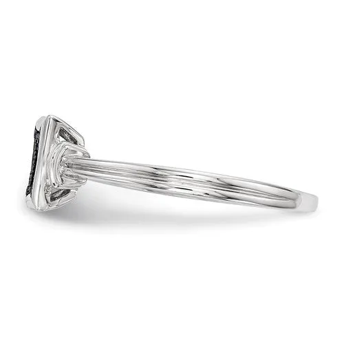 Sterling Silver With White and Blue Diamonds Square Ring