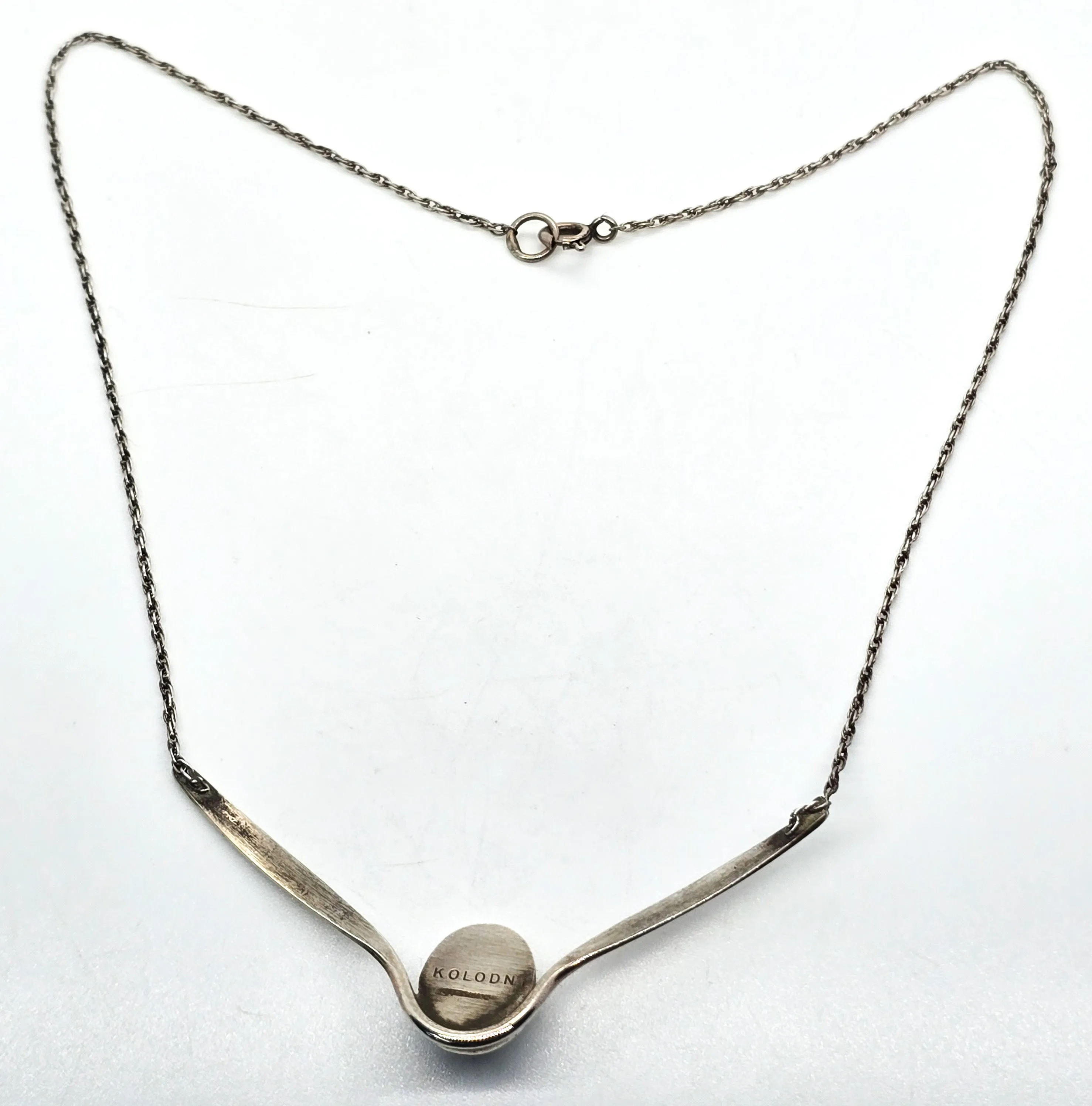 Steven Kolodny Banded Malachite sterling silver vintage 1980's retro necklace