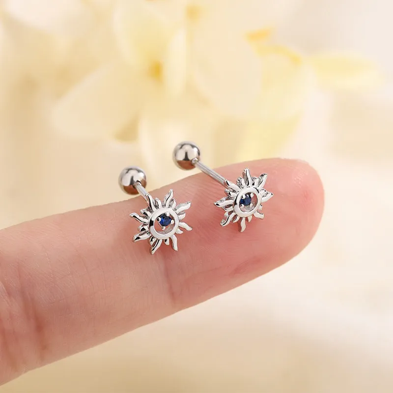 Sunburst Piercing Barbell Ball Back Earrings Sleeper Earrings