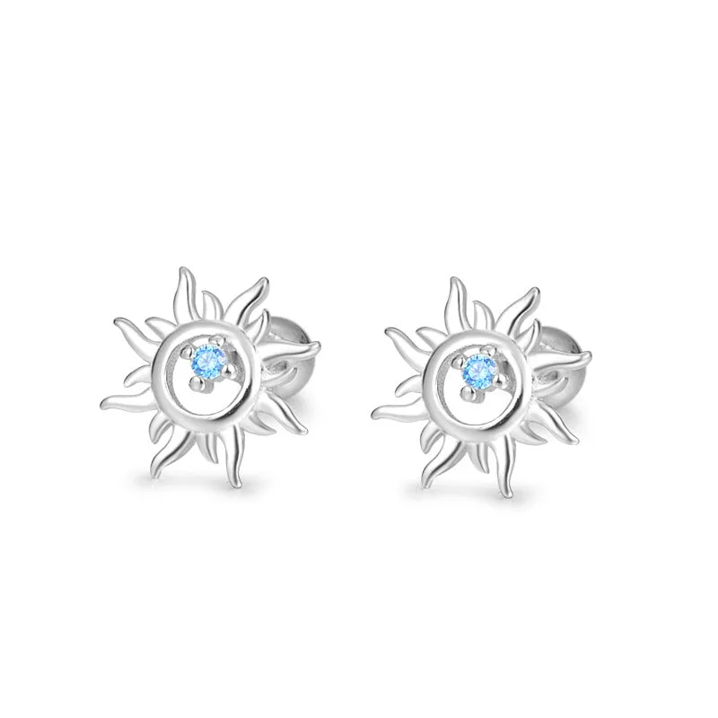 Sunburst Piercing Barbell Ball Back Earrings Sleeper Earrings