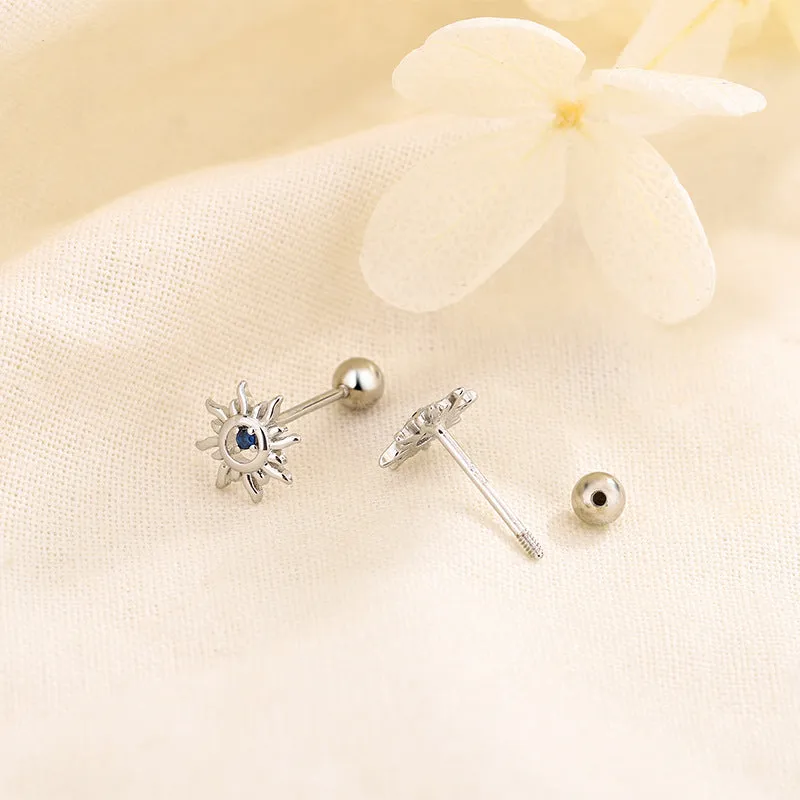 Sunburst Piercing Barbell Ball Back Earrings Sleeper Earrings