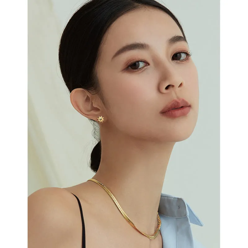 Sunburst Piercing Barbell Ball Back Earrings Sleeper Earrings