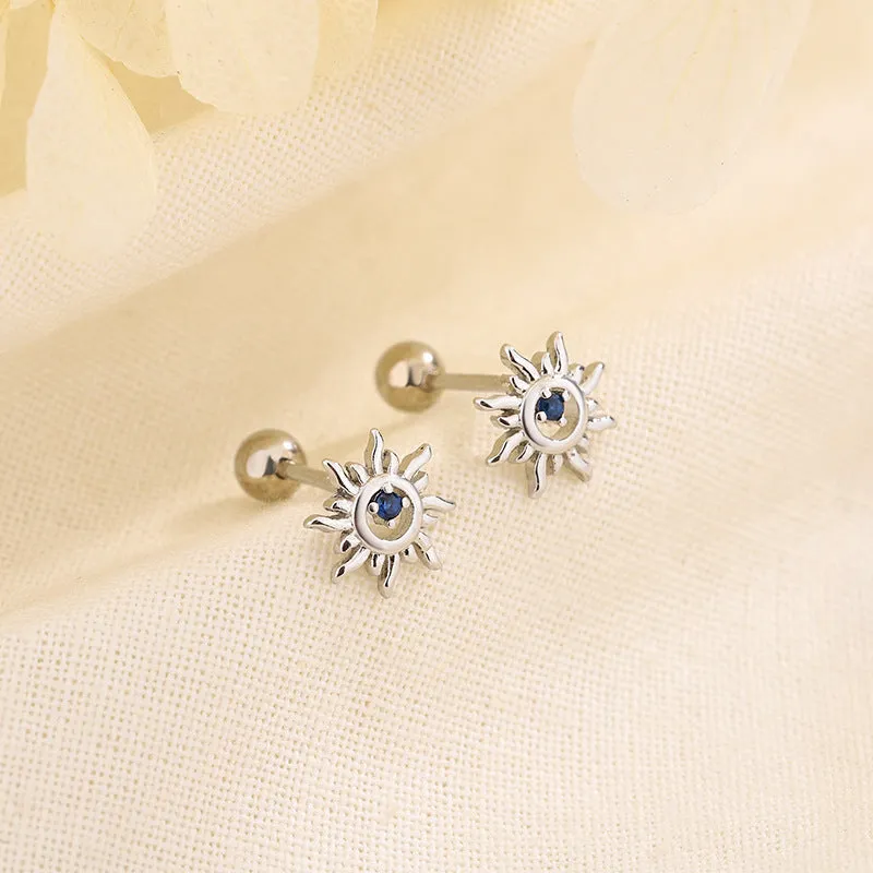 Sunburst Piercing Barbell Ball Back Earrings Sleeper Earrings