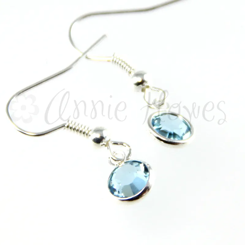 Swarovski Crystal Birthstone Charms - Rhodium Plated - Single Loop