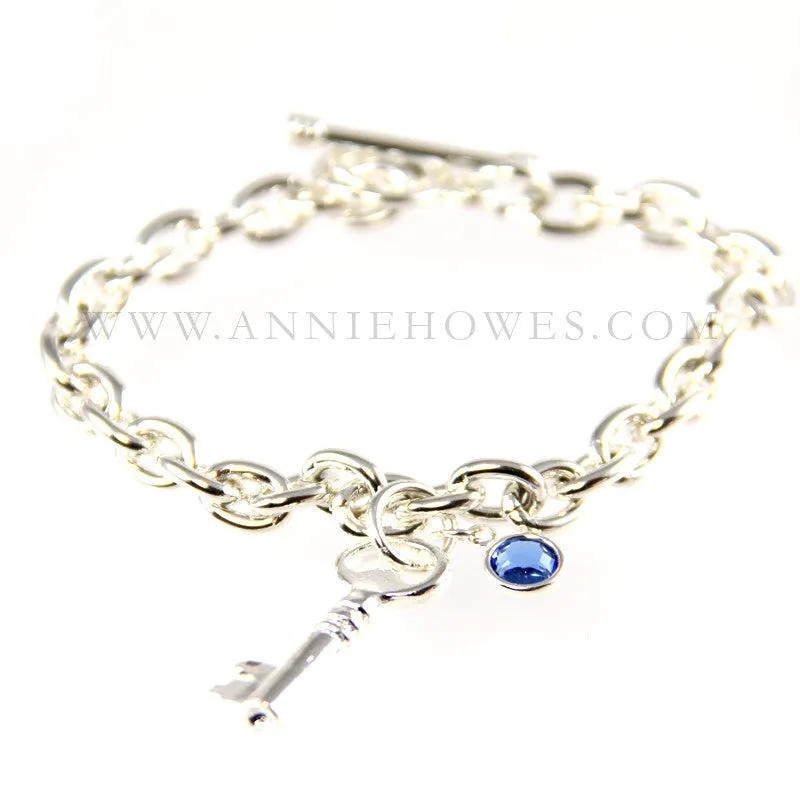 Swarovski Crystal Birthstone Charms - Rhodium Plated - Single Loop