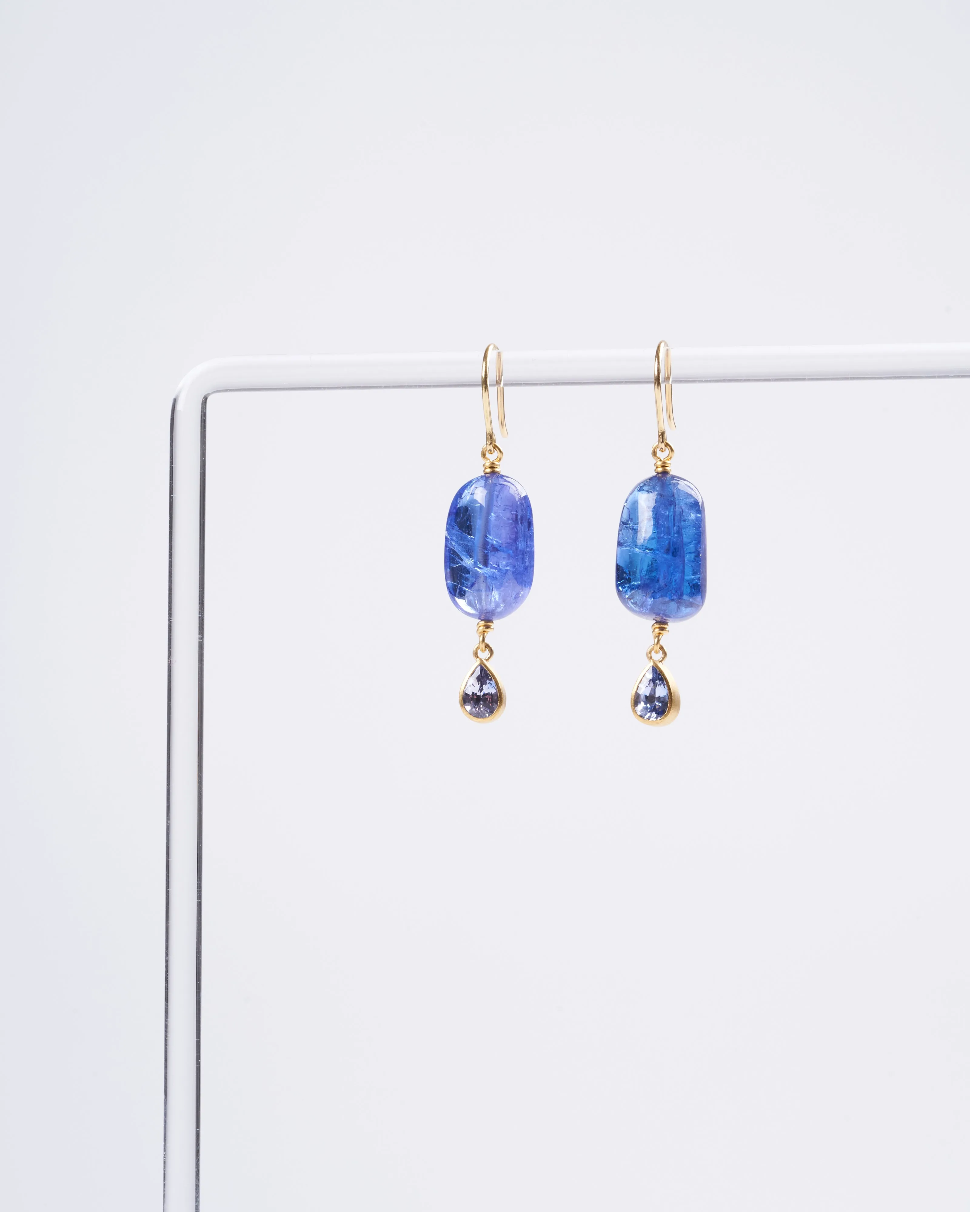 tanzanite and sapphire earrings - blue and gold
